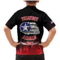 Tuskegee Airmen Red Tails Family Matching Mermaid Dress and Hawaiian Shirt 332nd Fighter Group WWII Tribute Black Style - Wonder Print Shop