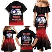 Tuskegee Airmen Red Tails Family Matching Mermaid Dress and Hawaiian Shirt 332nd Fighter Group WWII Tribute Black Style - Wonder Print Shop