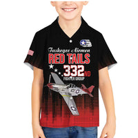 Tuskegee Airmen Red Tails Family Matching Mermaid Dress and Hawaiian Shirt 332nd Fighter Group WWII Tribute Black Style - Wonder Print Shop