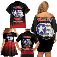 Tuskegee Airmen Red Tails Family Matching Off Shoulder Short Dress and Hawaiian Shirt 332nd Fighter Group WWII Tribute Black Style - Wonder Print Shop