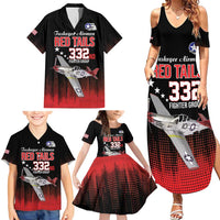 Tuskegee Airmen Red Tails Family Matching Summer Maxi Dress and Hawaiian Shirt 332nd Fighter Group WWII Tribute Black Style - Wonder Print Shop