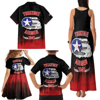 Tuskegee Airmen Red Tails Family Matching Tank Maxi Dress and Hawaiian Shirt 332nd Fighter Group WWII Tribute Black Style - Wonder Print Shop