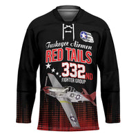 Tuskegee Airmen Red Tails Hockey Jersey 332nd Fighter Group WWII Tribute Black Style - Wonder Print Shop
