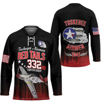 Tuskegee Airmen Red Tails Hockey Jersey 332nd Fighter Group WWII Tribute Black Style - Wonder Print Shop