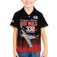 Tuskegee Airmen Red Tails Kid Hawaiian Shirt 332nd Fighter Group WWII Tribute Black Style - Wonder Print Shop