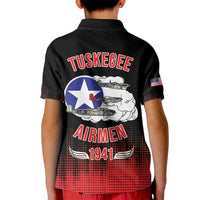 Tuskegee Airmen Red Tails Kid Polo Shirt 332nd Fighter Group WWII Tribute Black Style - Wonder Print Shop