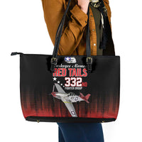 Tuskegee Airmen Red Tails Leather Tote Bag 332nd Fighter Group WWII Tribute Black Style - Wonder Print Shop