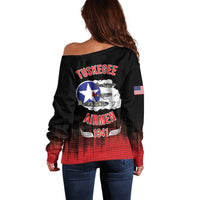 Tuskegee Airmen Red Tails Off Shoulder Sweater 332nd Fighter Group WWII Tribute Black Style - Wonder Print Shop