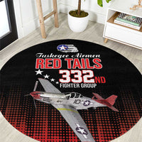 Tuskegee Airmen Red Tails Round Carpet 332nd Fighter Group WWII Tribute Black Style - Wonder Print Shop