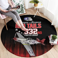 Tuskegee Airmen Red Tails Round Carpet 332nd Fighter Group WWII Tribute Black Style - Wonder Print Shop