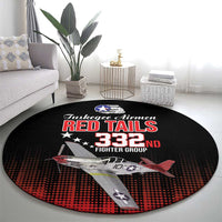 Tuskegee Airmen Red Tails Round Carpet 332nd Fighter Group WWII Tribute Black Style - Wonder Print Shop