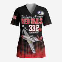 Tuskegee Airmen Red Tails Scrub Top 332nd Fighter Group WWII Tribute Black Style - Wonder Print Shop