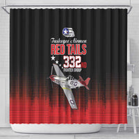 Tuskegee Airmen Red Tails Shower Curtain 332nd Fighter Group WWII Tribute Black Style - Wonder Print Shop