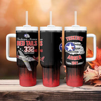Tuskegee Airmen Red Tails Tumbler With Handle 332nd Fighter Group WWII Tribute Black Style - Wonder Print Shop