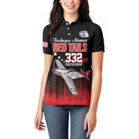 Tuskegee Airmen Red Tails Women Polo Shirt 332nd Fighter Group WWII Tribute Black Style - Wonder Print Shop