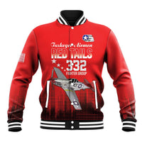 Tuskegee Airmen Red Tails Baseball Jacket 332nd Fighter Group WWII Tribute Red Style - Wonder Print Shop