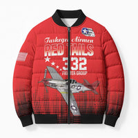 Tuskegee Airmen Red Tails Bomber Puffer Jacket 332nd Fighter Group WWII Tribute Red Style - Wonder Print Shop
