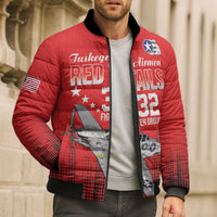 Tuskegee Airmen Red Tails Bomber Puffer Jacket 332nd Fighter Group WWII Tribute Red Style - Wonder Print Shop