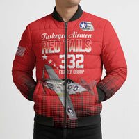 Tuskegee Airmen Red Tails Bomber Puffer Jacket 332nd Fighter Group WWII Tribute Red Style - Wonder Print Shop