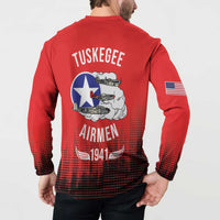 Tuskegee Airmen Red Tails Button Sweatshirt 332nd Fighter Group WWII Tribute Red Style - Wonder Print Shop