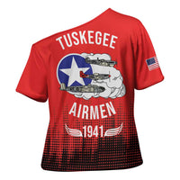 Tuskegee Airmen Red Tails Cross Shoulder Shirt 332nd Fighter Group WWII Tribute Red Style - Wonder Print Shop