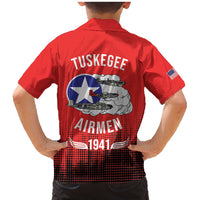Tuskegee Airmen Red Tails Family Matching Mermaid Dress and Hawaiian Shirt 332nd Fighter Group WWII Tribute Red Style - Wonder Print Shop