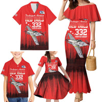 Tuskegee Airmen Red Tails Family Matching Mermaid Dress and Hawaiian Shirt 332nd Fighter Group WWII Tribute Red Style - Wonder Print Shop