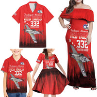 Tuskegee Airmen Red Tails Family Matching Off Shoulder Maxi Dress and Hawaiian Shirt 332nd Fighter Group WWII Tribute Red Style - Wonder Print Shop