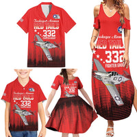 Tuskegee Airmen Red Tails Family Matching Summer Maxi Dress and Hawaiian Shirt 332nd Fighter Group WWII Tribute Red Style - Wonder Print Shop