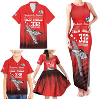 Tuskegee Airmen Red Tails Family Matching Tank Maxi Dress and Hawaiian Shirt 332nd Fighter Group WWII Tribute Red Style - Wonder Print Shop