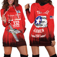 Tuskegee Airmen Red Tails Hoodie Dress 332nd Fighter Group WWII Tribute Red Style - Wonder Print Shop