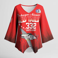 Tuskegee Airmen Red Tails Kimono Sleeve Blouse 332nd Fighter Group WWII Tribute Red Style - Wonder Print Shop