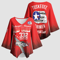 Tuskegee Airmen Red Tails Kimono Sleeve Blouse 332nd Fighter Group WWII Tribute Red Style - Wonder Print Shop