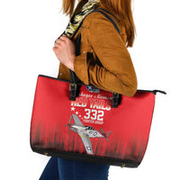 Tuskegee Airmen Red Tails Leather Tote Bag 332nd Fighter Group WWII Tribute Red Style - Wonder Print Shop
