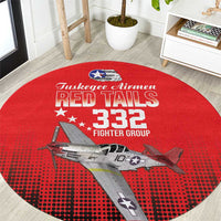 Tuskegee Airmen Red Tails Round Carpet 332nd Fighter Group WWII Tribute Red Style - Wonder Print Shop