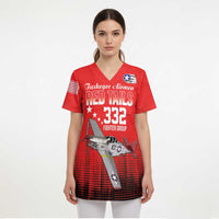Tuskegee Airmen Red Tails Scrub Top 332nd Fighter Group WWII Tribute Red Style - Wonder Print Shop