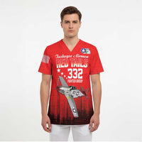 Tuskegee Airmen Red Tails Scrub Top 332nd Fighter Group WWII Tribute Red Style - Wonder Print Shop