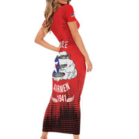 Tuskegee Airmen Red Tails Short Sleeve Bodycon Dress 332nd Fighter Group WWII Tribute Red Style - Wonder Print Shop