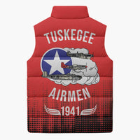 Tuskegee Airmen Red Tails Sleeveless Puffer Jacket 332nd Fighter Group WWII Tribute Red Style - Wonder Print Shop