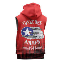Tuskegee Airmen Red Tails Sleeveless Zip Hoodie 332nd Fighter Group WWII Tribute Red Style - Wonder Print Shop