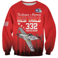 Tuskegee Airmen Red Tails Sweatshirt 332nd Fighter Group WWII Tribute Red Style - Wonder Print Shop