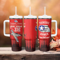Tuskegee Airmen Red Tails Tumbler With Handle 332nd Fighter Group WWII Tribute Red Style - Wonder Print Shop