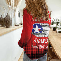 Tuskegee Airmen Red Tails Women Casual Shirt 332nd Fighter Group WWII Tribute Red Style - Wonder Print Shop