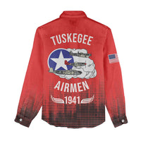 Tuskegee Airmen Red Tails Women Casual Shirt 332nd Fighter Group WWII Tribute Red Style - Wonder Print Shop