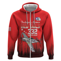 Tuskegee Airmen Red Tails Zip Hoodie 332nd Fighter Group WWII Tribute Red Style - Wonder Print Shop