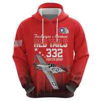 Tuskegee Airmen Red Tails Zip Hoodie 332nd Fighter Group WWII Tribute Red Style - Wonder Print Shop