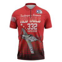 Tuskegee Airmen Red Tails Zipper Polo Shirt 332nd Fighter Group WWII Tribute Red Style - Wonder Print Shop