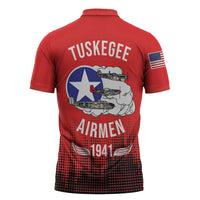 Tuskegee Airmen Red Tails Zipper Polo Shirt 332nd Fighter Group WWII Tribute Red Style - Wonder Print Shop
