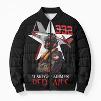 Tuskegee Airmen Red Tails Bomber Puffer Jacket African American Pilots Heritage Black Style - Wonder Print Shop
