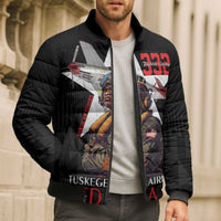 Tuskegee Airmen Red Tails Bomber Puffer Jacket African American Pilots Heritage Black Style - Wonder Print Shop